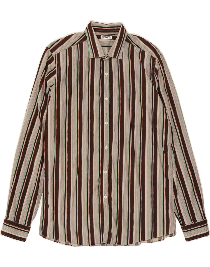 UNGARO Mens Shirt Size 16 41 Large Multicoloured Striped Cotton Vintage Ungaro and Second-Hand Ungaro from Messina Hembry 