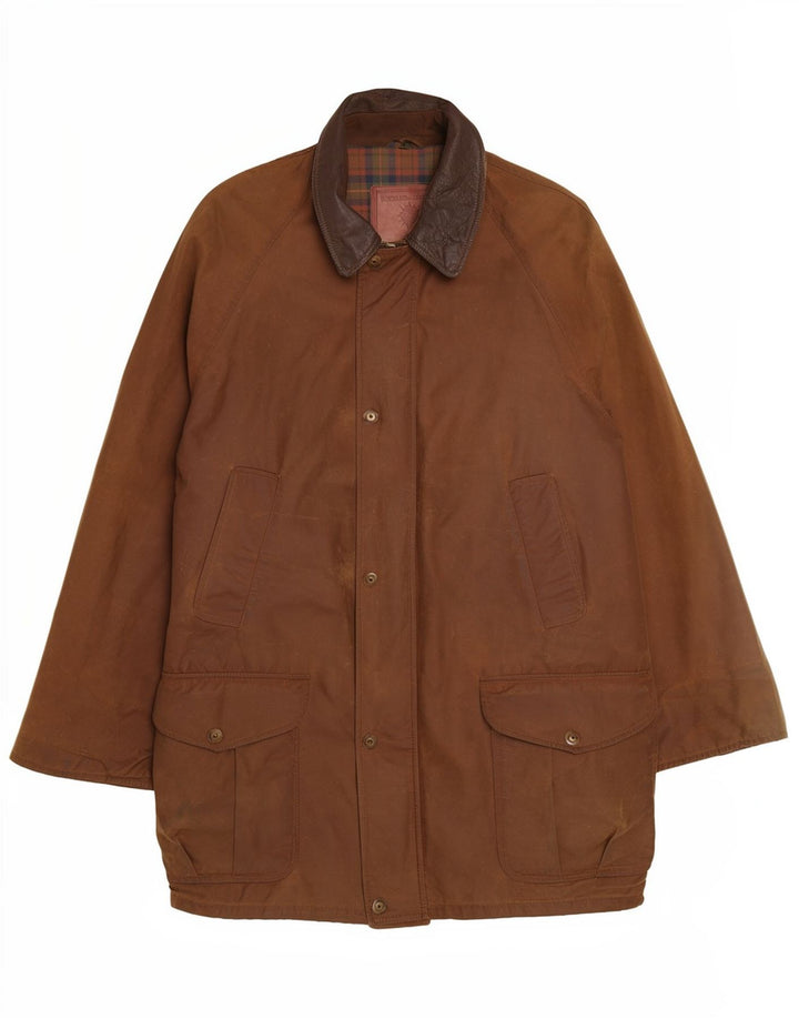 Michael Mortell Veste en coton ciré pour homme UK 40 Grand coton marron