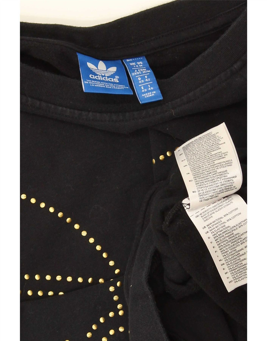 Adidas Sweat-shirt graphique pour femme UK 14 en coton noir moyen