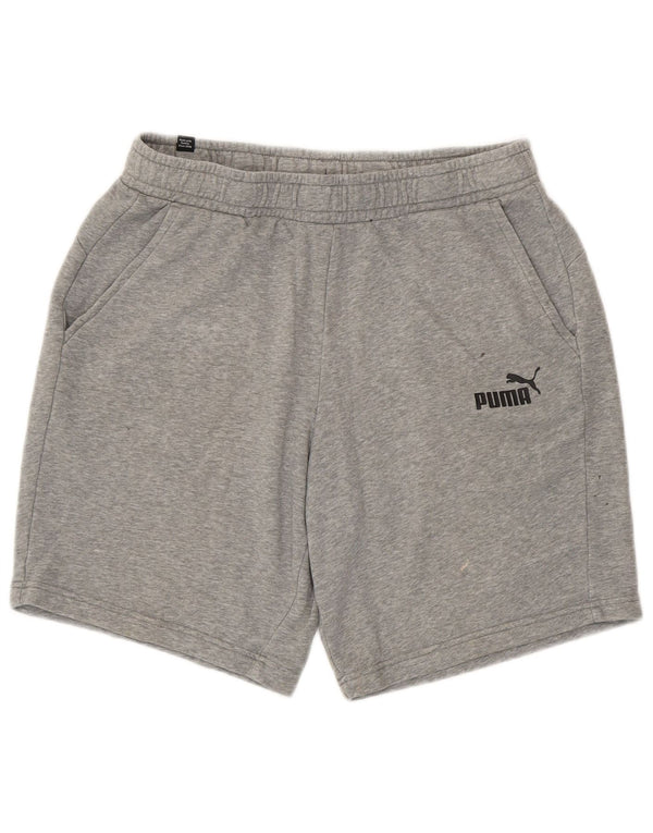 Puma Short de Sport Homme Large Gris Moucheté Coton