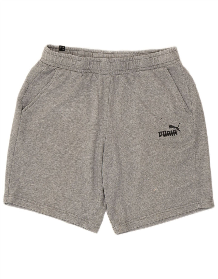 Puma Short de Sport Homme Large Gris Moucheté Coton