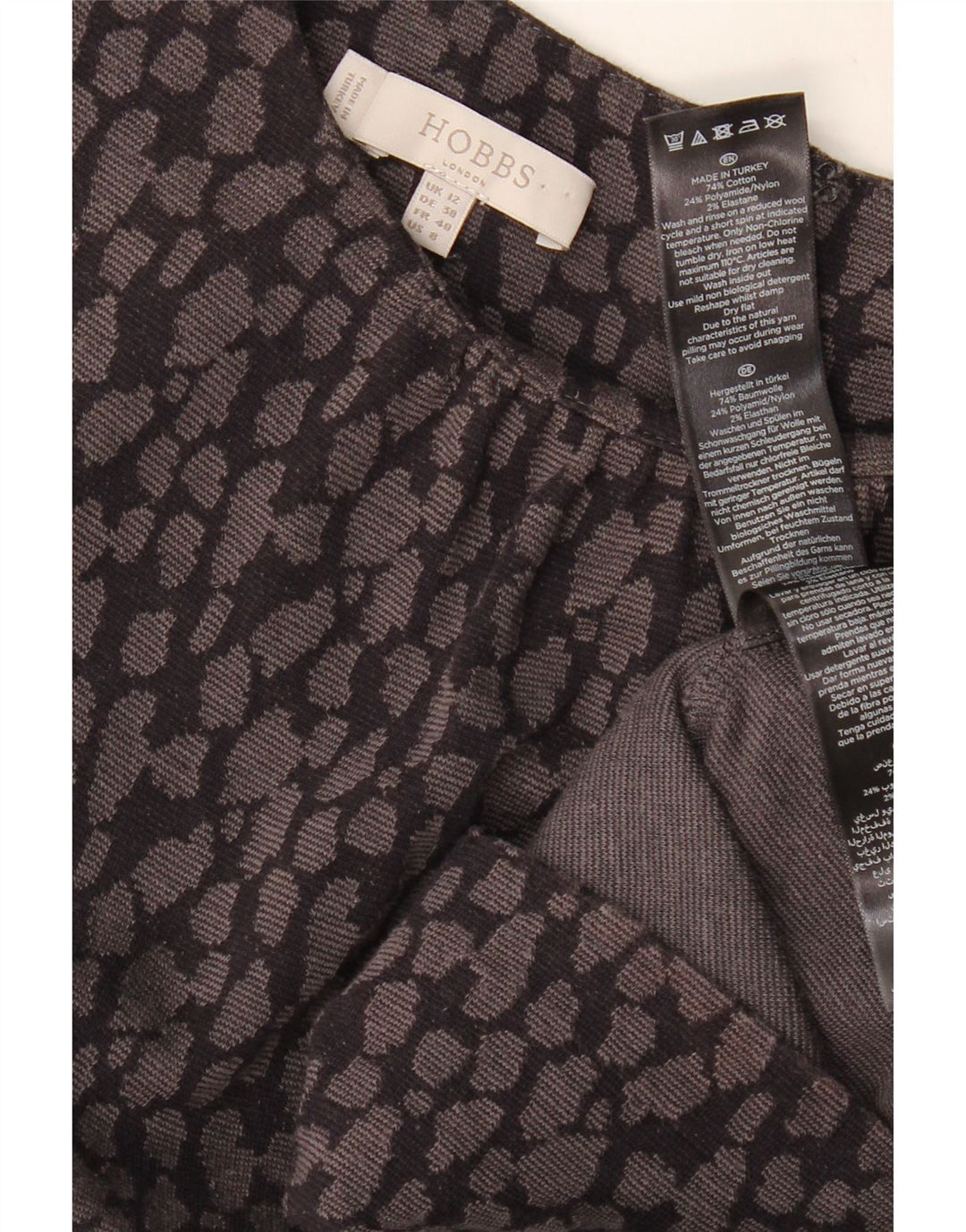 HOBBS Robe moulante pour femme UK 42 en coton à pois gris moyen