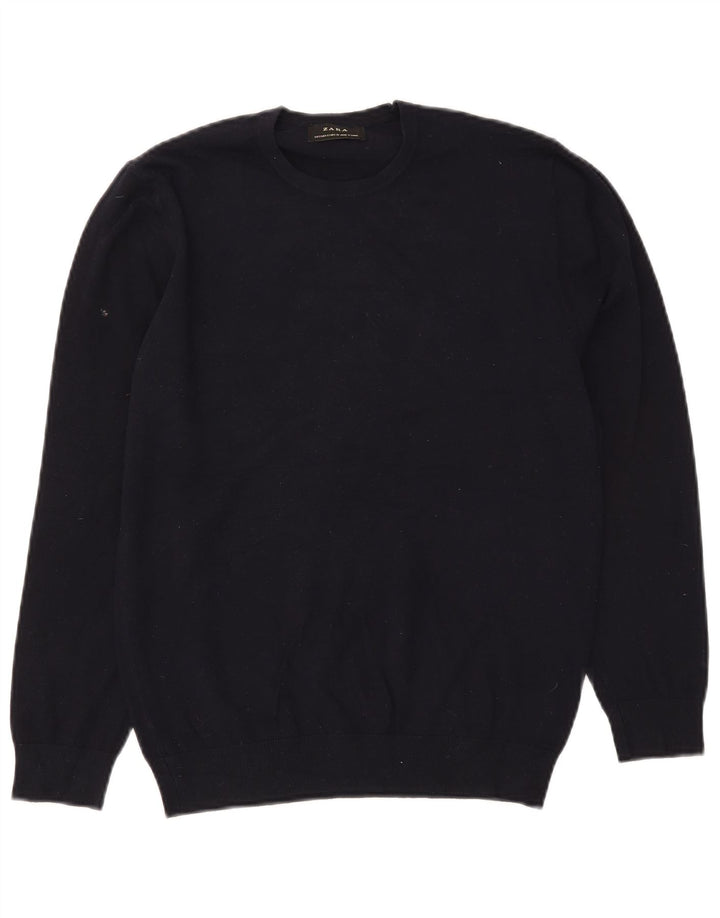 Zara Pull à col rond pour homme Petit Bleu marine