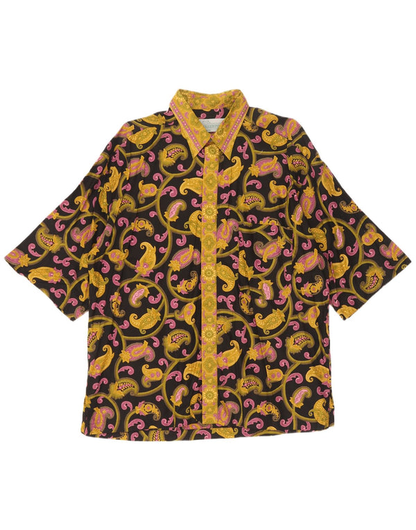 vintage Chemise à manches courtes pour hommes Grand coton Paisley multicolore