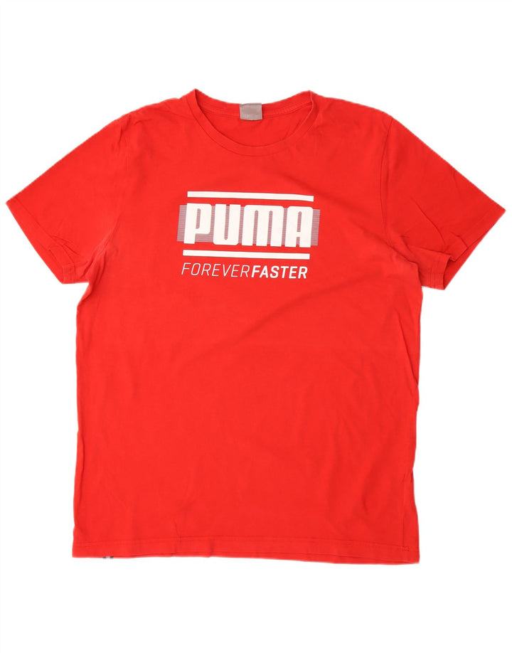 Puma Homme Graphic T-Shirt Top Large Rouge Coton