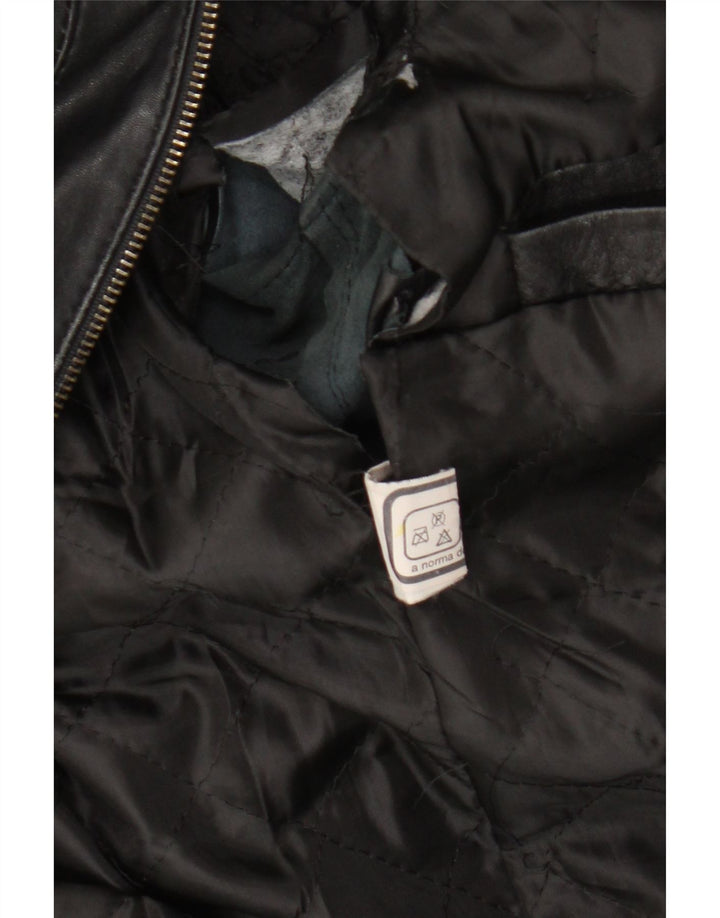 veste en cuir femme vintage UK 16 Grand cuir noir