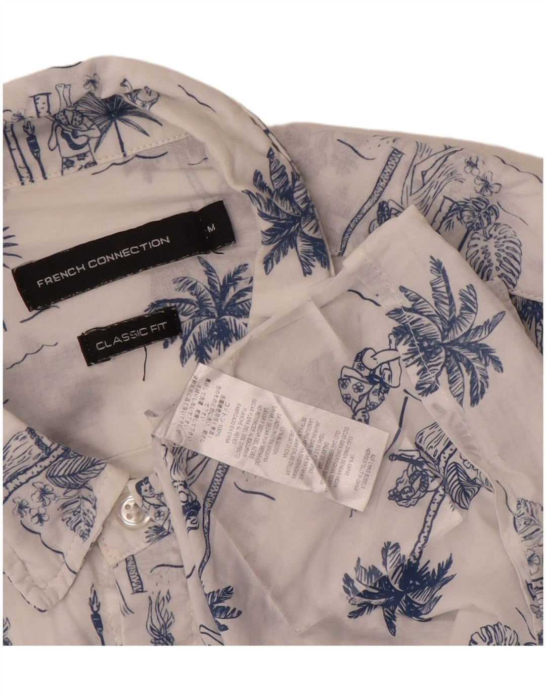 French Connection Chemise Graphique Coupe Classique Homme Blanc Moyen Coton