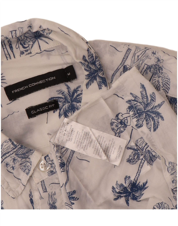 French Connection Chemise Graphique Coupe Classique Homme Blanc Moyen Coton