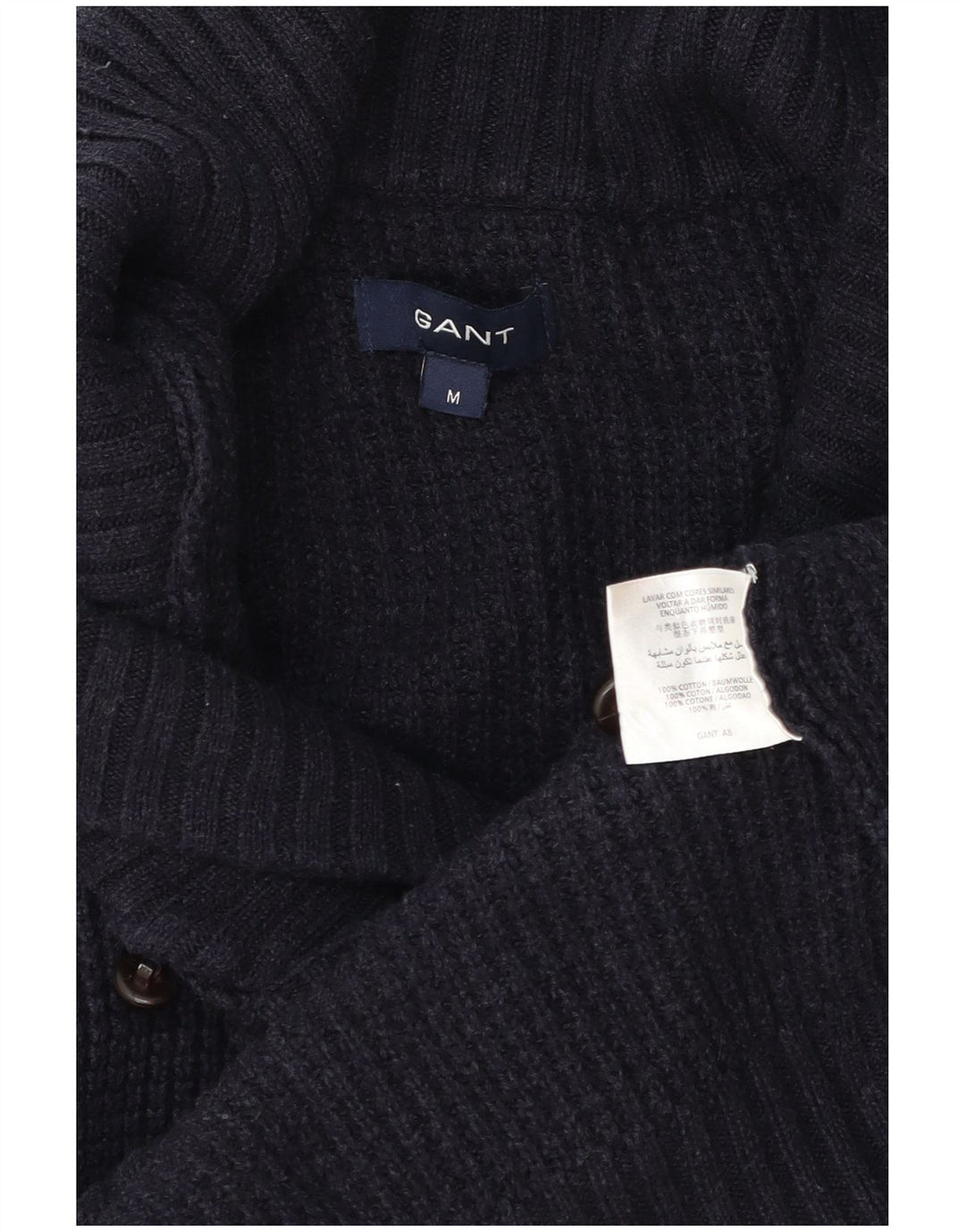 Gant Pull col châle homme bleu marine moyen coton