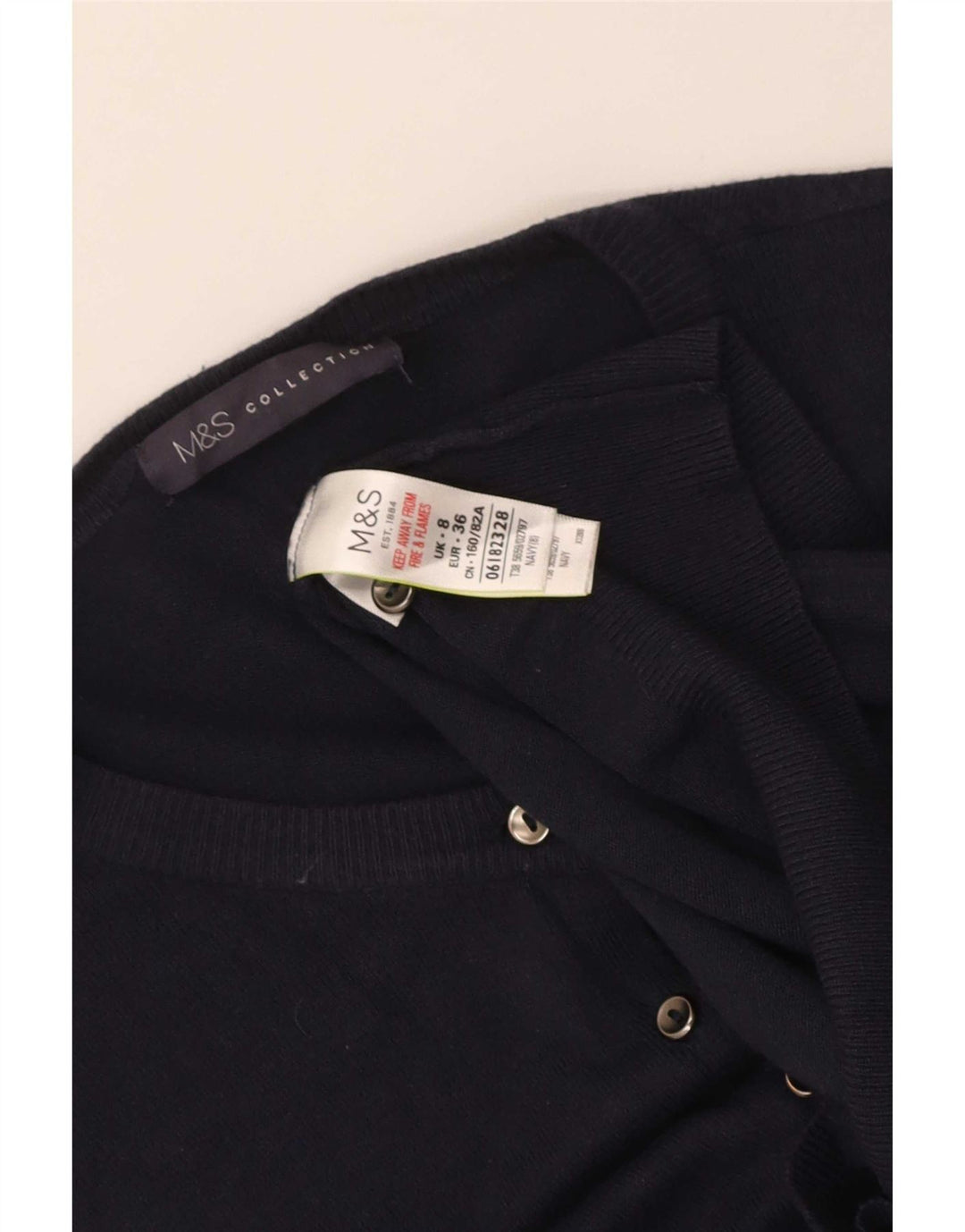 Marks & Spencer Pull Cardigan Femme UK 8 Small Bleu Marine Viscose