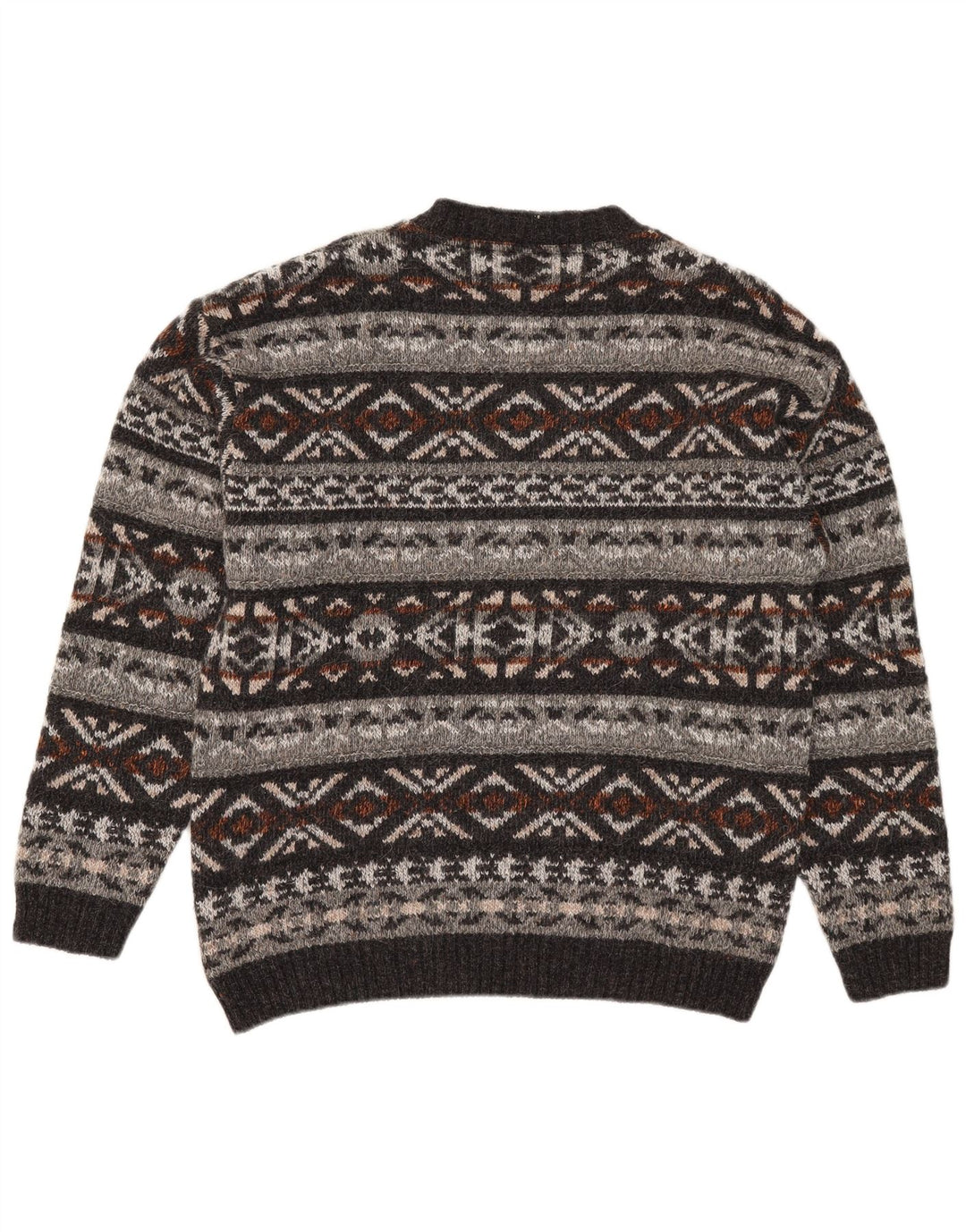 vintage Mens Crew Neck Jumper Pull Moyen Multicolore Fair Isle