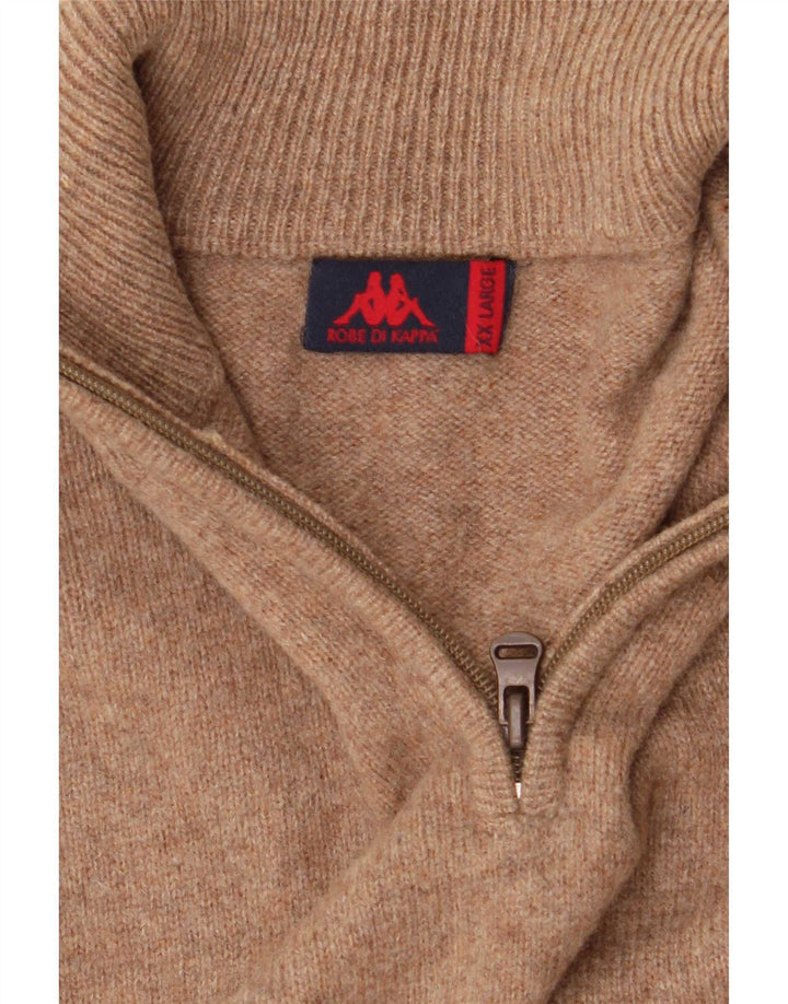 Kappa Pull col zippé pour homme en laine marron 2XL