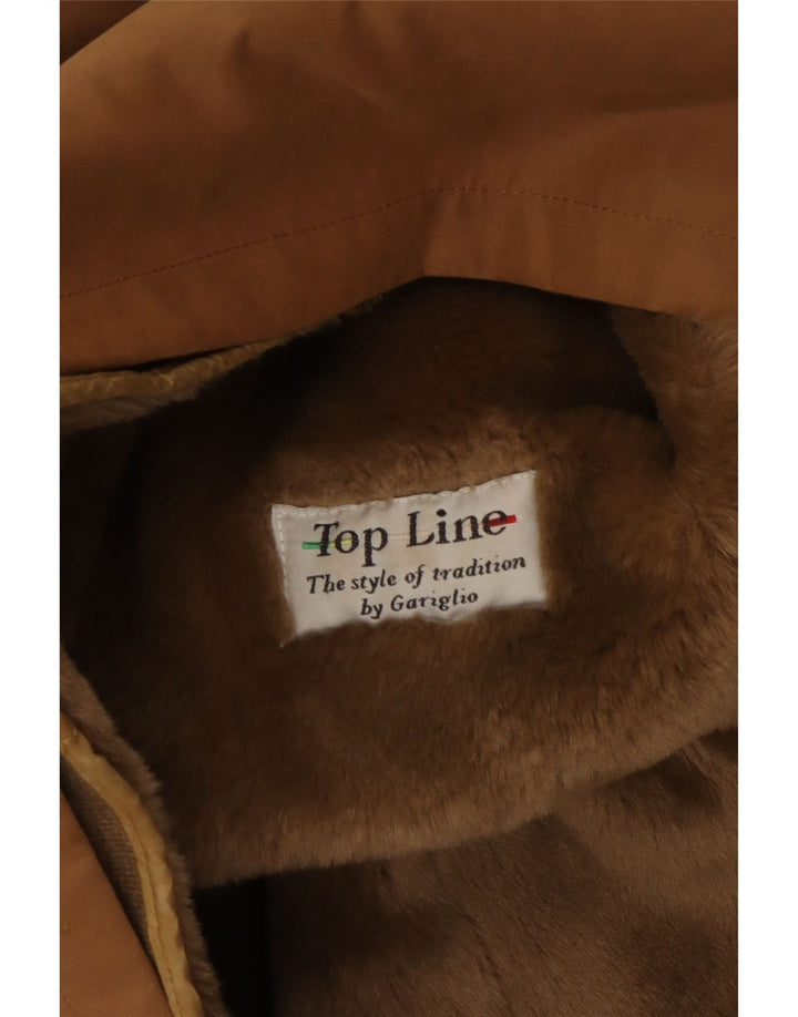 VINTAGE Manteau Sherpa Femme UK 16 Grand Polyester Marron