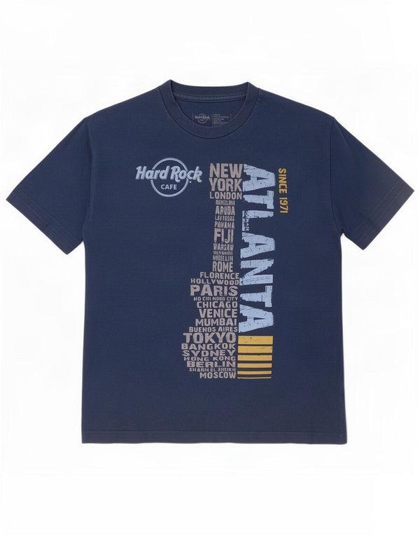 Hard Rock Cafe Garçons Atlanta Graphic T-Shirt Top 15-16 ans XL Bleu Coton