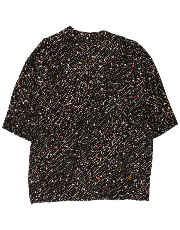 vintage Femmes 3/4 Manches Ouvert Blazer Veste UK 20 2XL Noir Floral