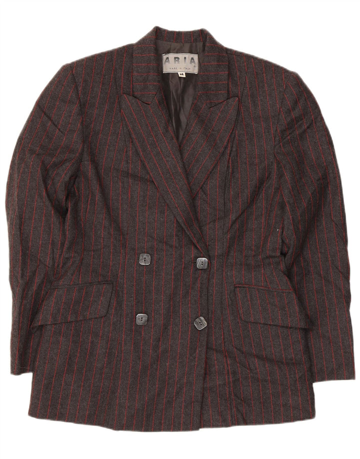 Aria Ensemble 2 pièces à double boutonnage pour femme UK 14 Medium W26 Laine rayée grise