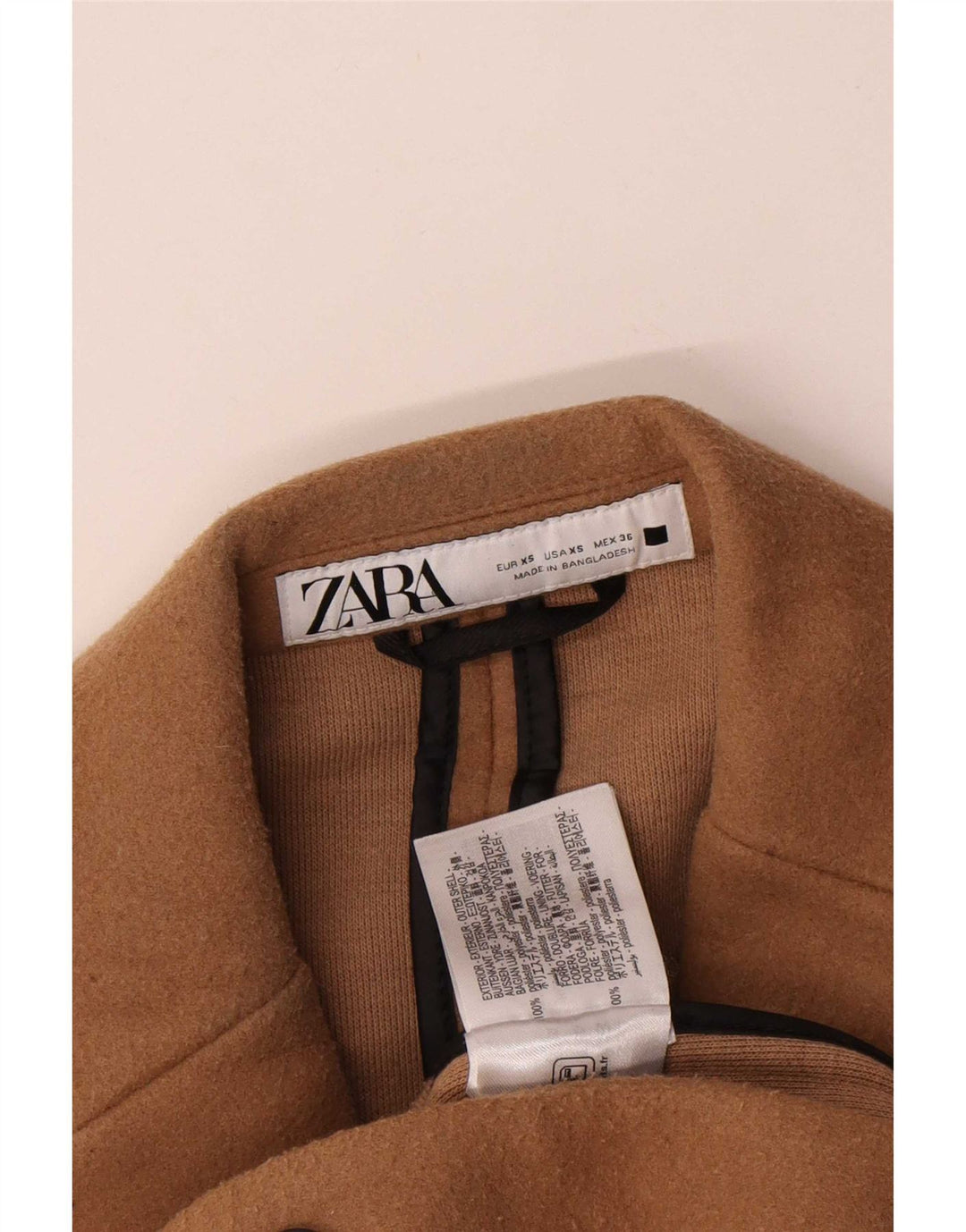 Zara Manteau surdimensionné pour homme UK 34 XS Beige Polyester