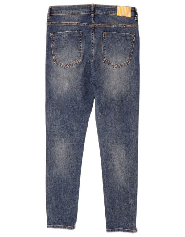 Zara Jean skinny vieilli pour femme EU 40 Medium W30 L26 Bleu Coton