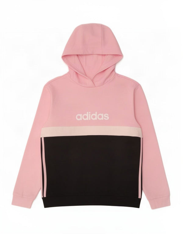 Adidas Pull à capuche graphique pour fille 11-12 ans en coton color block rose