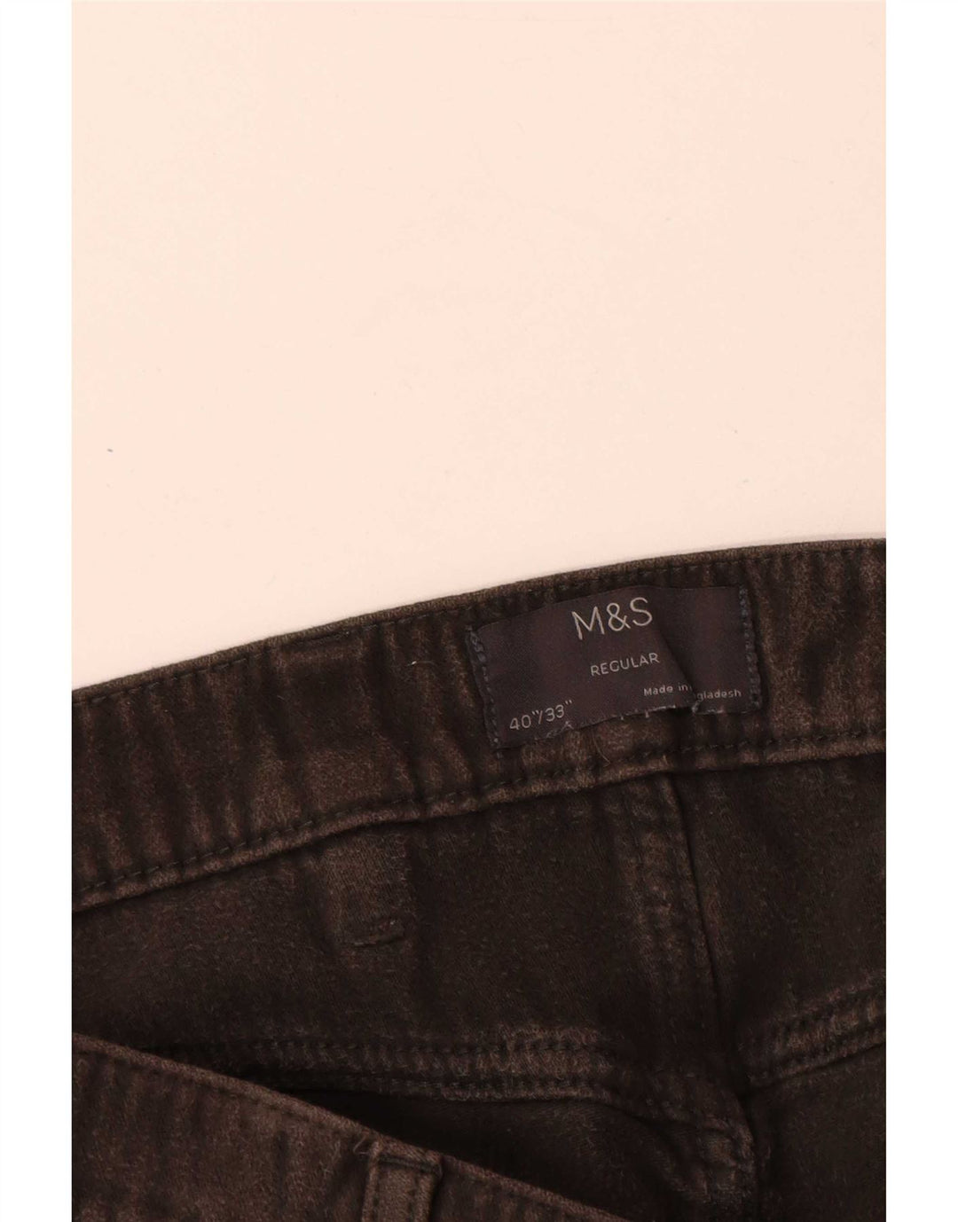 Marks & Spencer Pantalon décontracté régulier pour homme W40 L33 Gris Coton