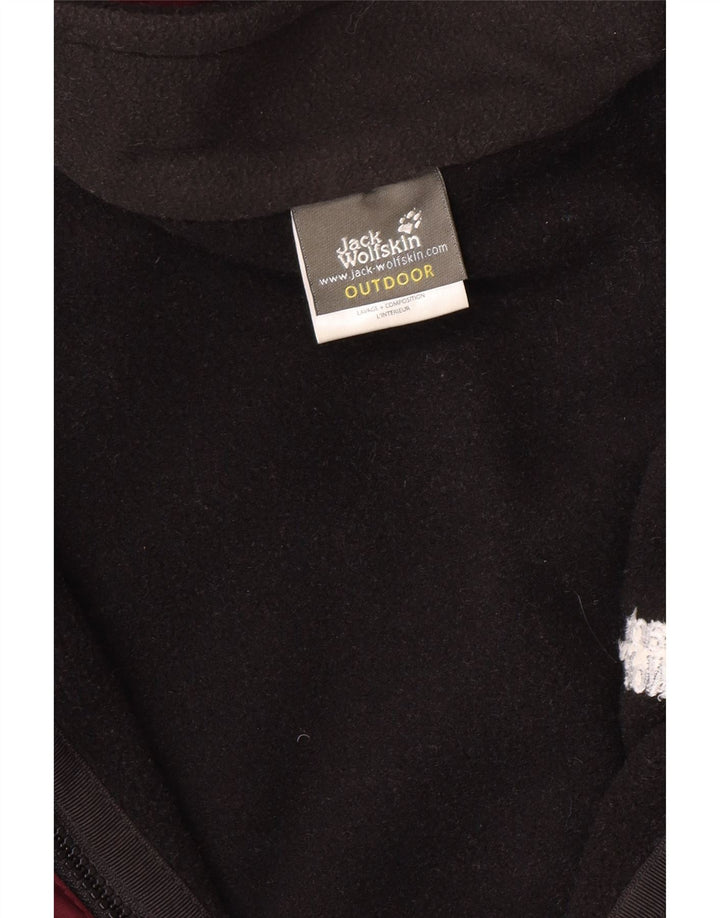 JACK WOLFSKIN Veste de pluie à capuche pour femme UK 16 Large Rouge Colourblock