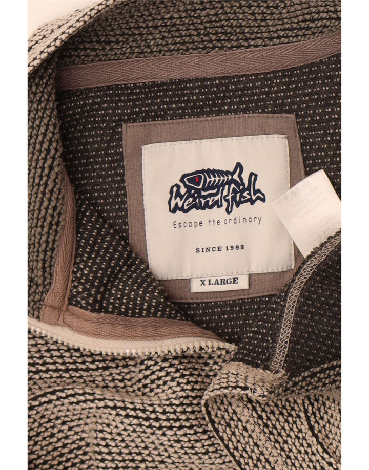 Weird Fish Sweat-shirt à col zippé pour homme XL Gris Colorblock Acrylique