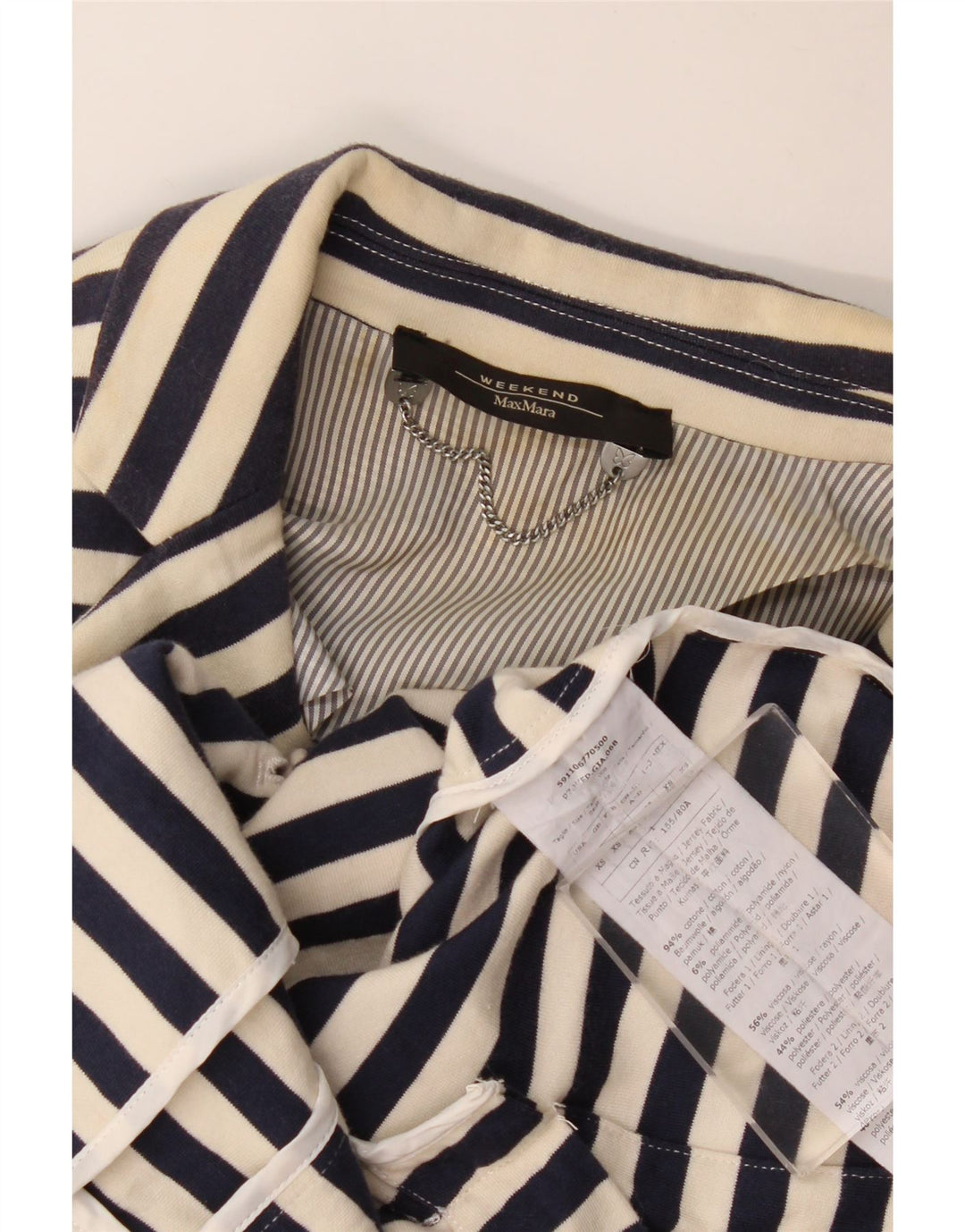 MAX MARA Veste blazer week-end à 2 boutons pour femme UK 6 XS Bleu marine rayé