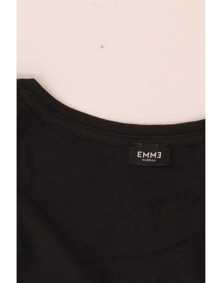 Marella Femme EMME Haut Graphique Manches 3/4 UK 12 Moyen Noir