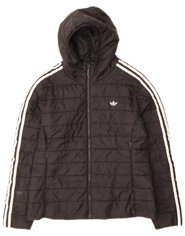 Adidas Veste rembourrée à capuche pour femme UK 14 Large Noir Polyester