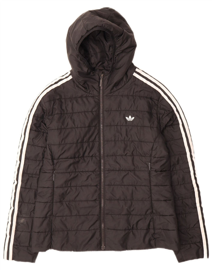 Adidas Veste rembourrée à capuche pour femme UK 14 Large Noir Polyester