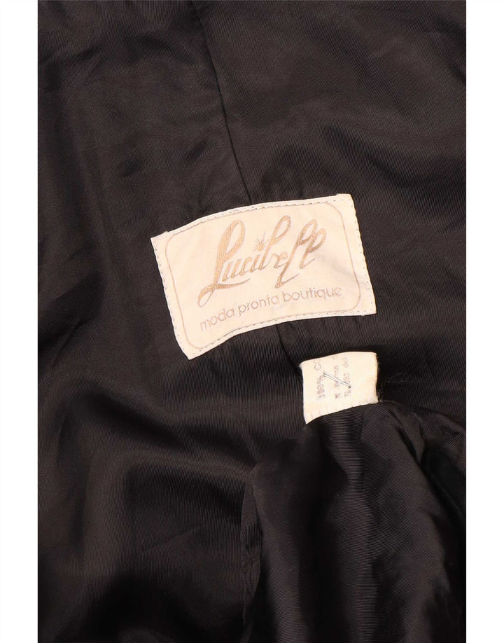 vintage Womens Velvet Overcoat EU 42 Grand Coton Noir