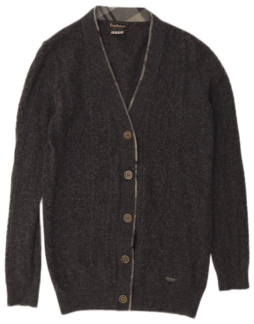 Barbour Womens Cardigan Sweater UK 10 Petite laine grise