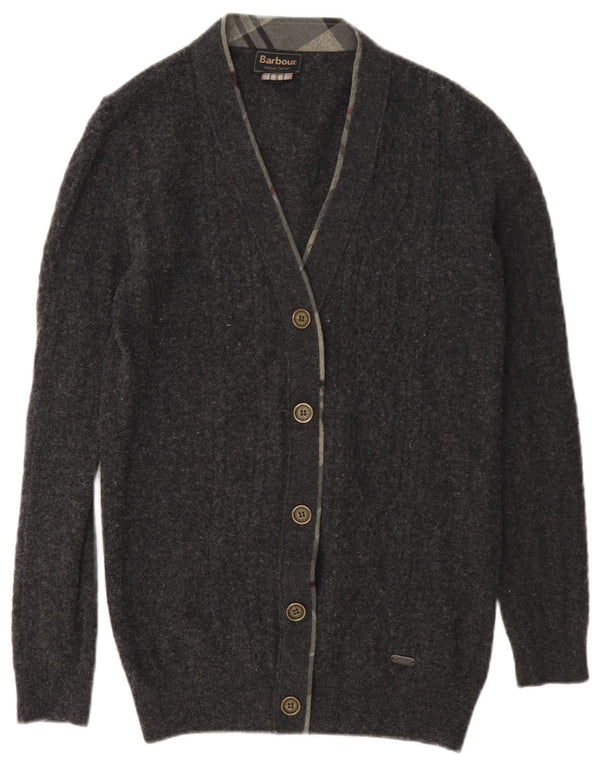 Barbour Womens Cardigan Sweater UK 10 Petite laine grise