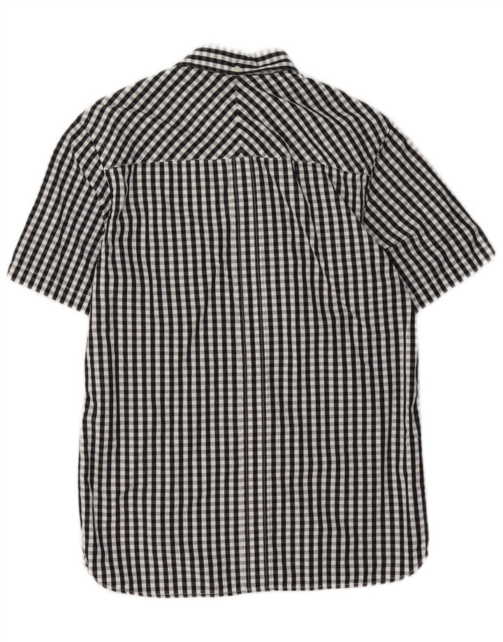 Fred Perry Chemise à manches courtes pour homme Petit coton vichy noir