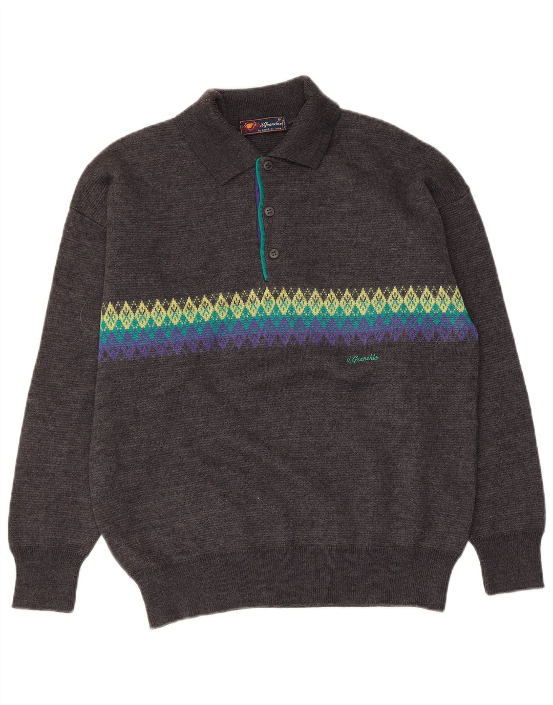 Il Granchio Pull Col Polo Homme Gris Moyen Argyle/Diamant