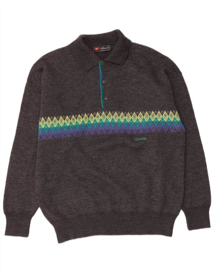 Il Granchio Pull Col Polo Homme Gris Moyen Argyle/Diamant
