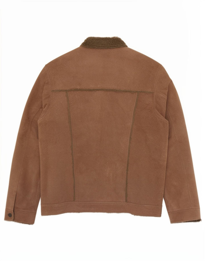Borsani Veste en cuir Sherpa pour homme UK 40 Grand cuir marron