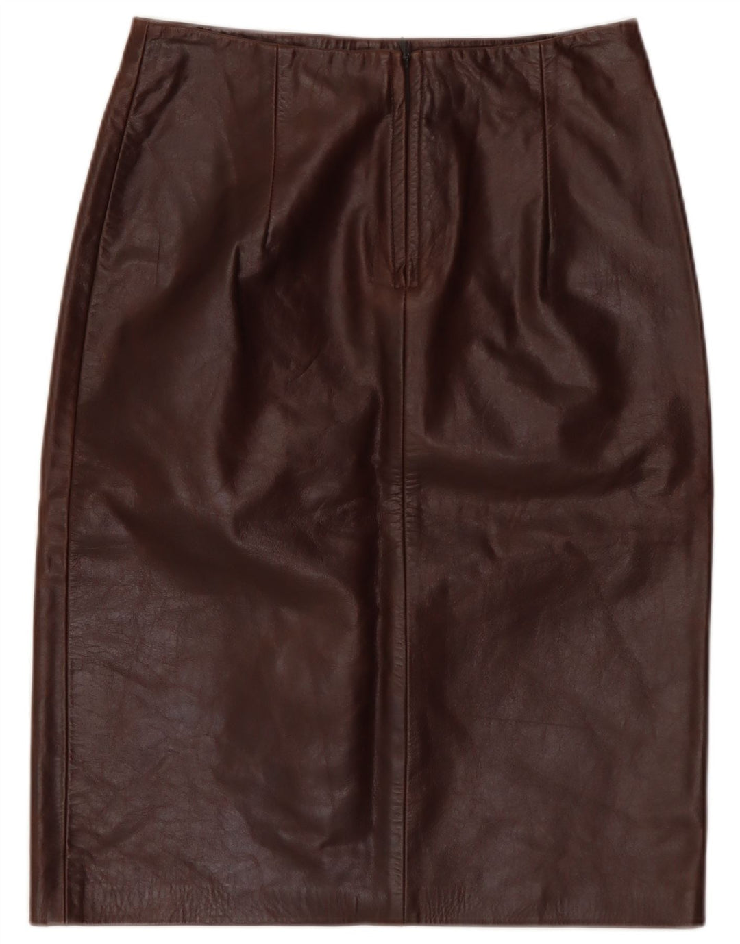 jupe en cuir femme vintage IT 40 Petit W28 Cuir Marron