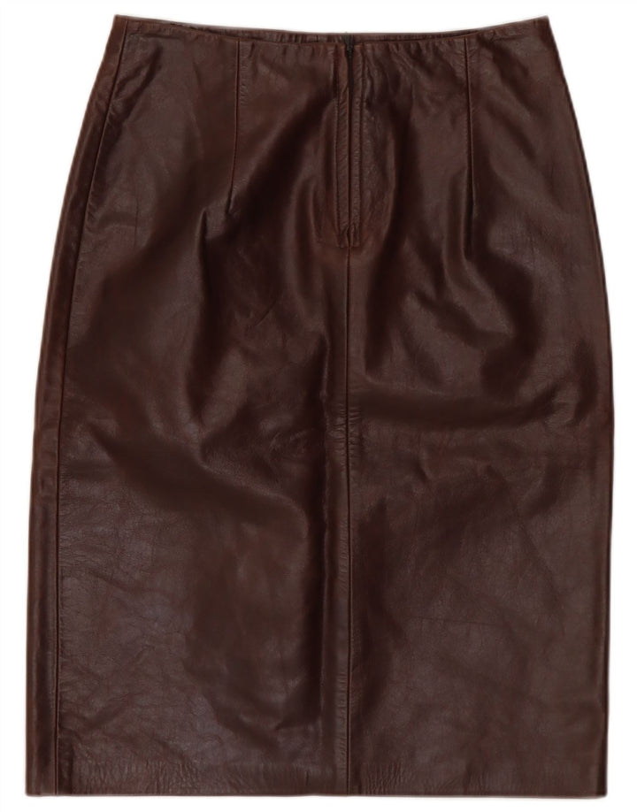 jupe en cuir femme vintage IT 40 Petit W28 Cuir Marron