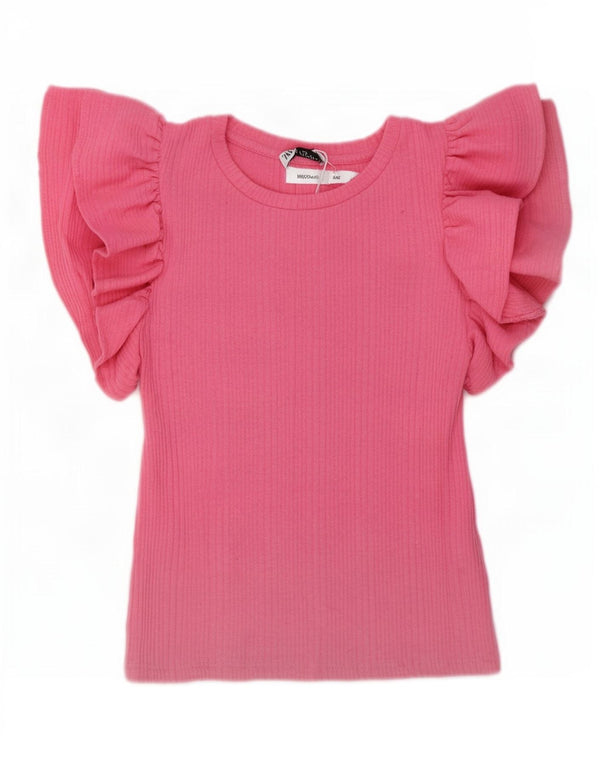 Zara Femme Chemisier Top UK 10 Petit Rose Polyester
