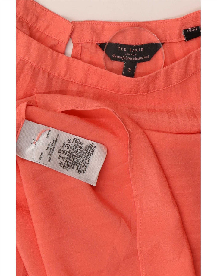 Ted Baker Chemisier surdimensionné pour femme Taille 2 Petit polyester rayé rose