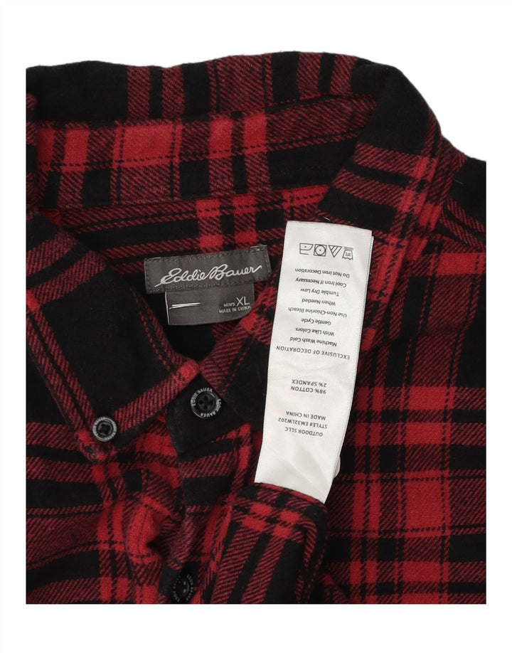 EDDIE BAUER Mens Flannel Shirt XL Red Check Cotton Vintage Eddie Bauer and Second-Hand Eddie Bauer from Messina Hembry 