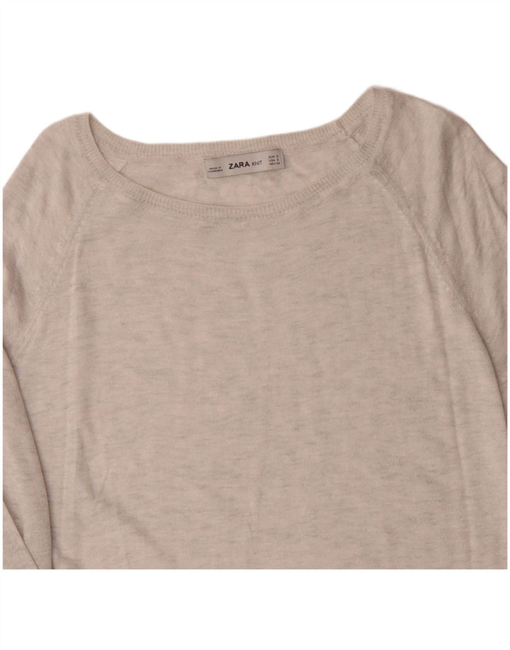 ZARA Pull surdimensionné à col bateau pour femme UK 10 Petit Gris