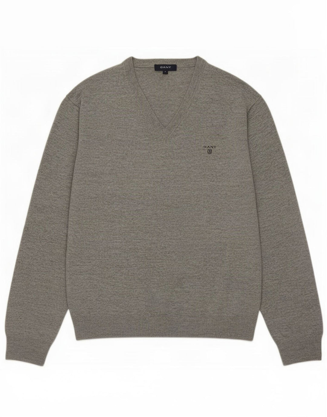 Gant Pull Col V Homme Large Gris Laine d'Agneau