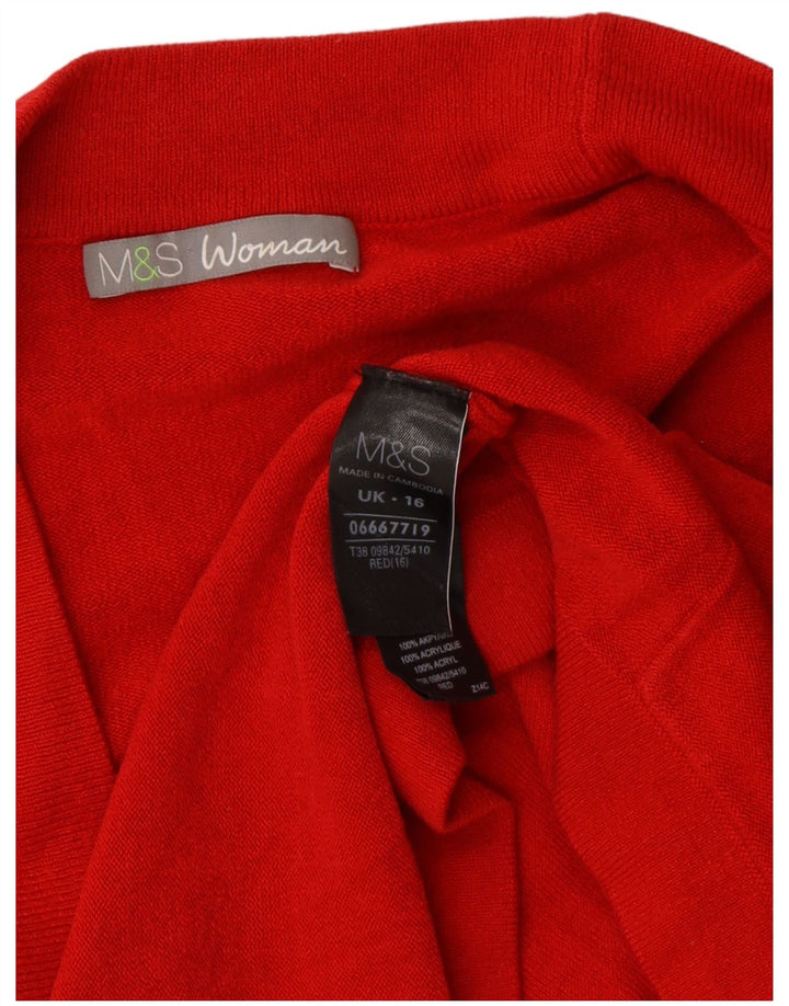 Marks & Spencer Pull Cardigan Ouvert pour Femme UK 16 Grand Acrylique Rouge