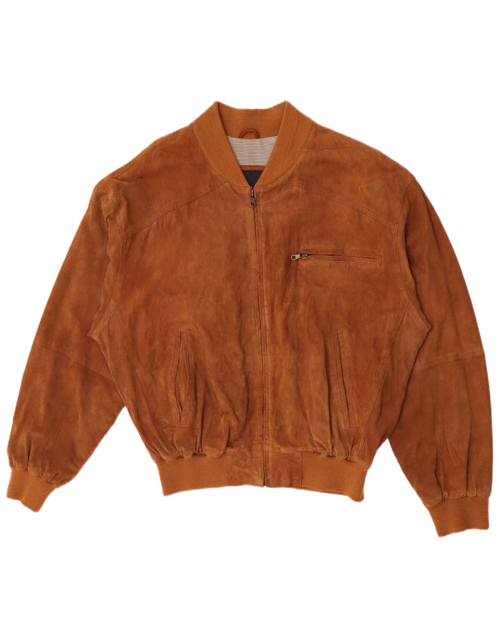 M. Flues Veste bomber en daim pour homme UK 40 Grand cuir marron