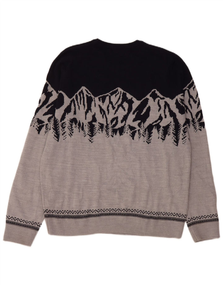 Marks & Spencer Pull à col rond pour homme Gris Large Colorblock