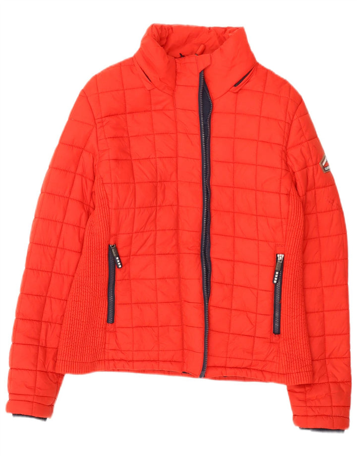 Superdry Veste rembourrée pour femme UK 14 Large Rouge Nylon