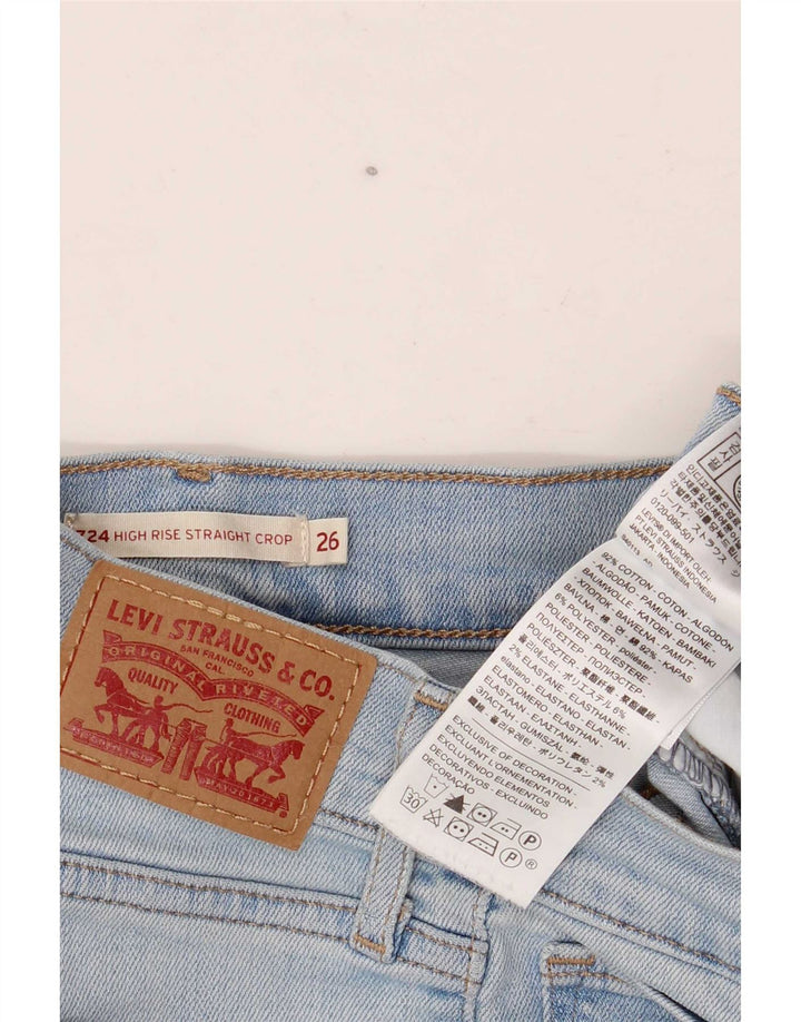 Levi's Short en Jean Taille Haute 724 Femme W26 Petit Bleu Coton
