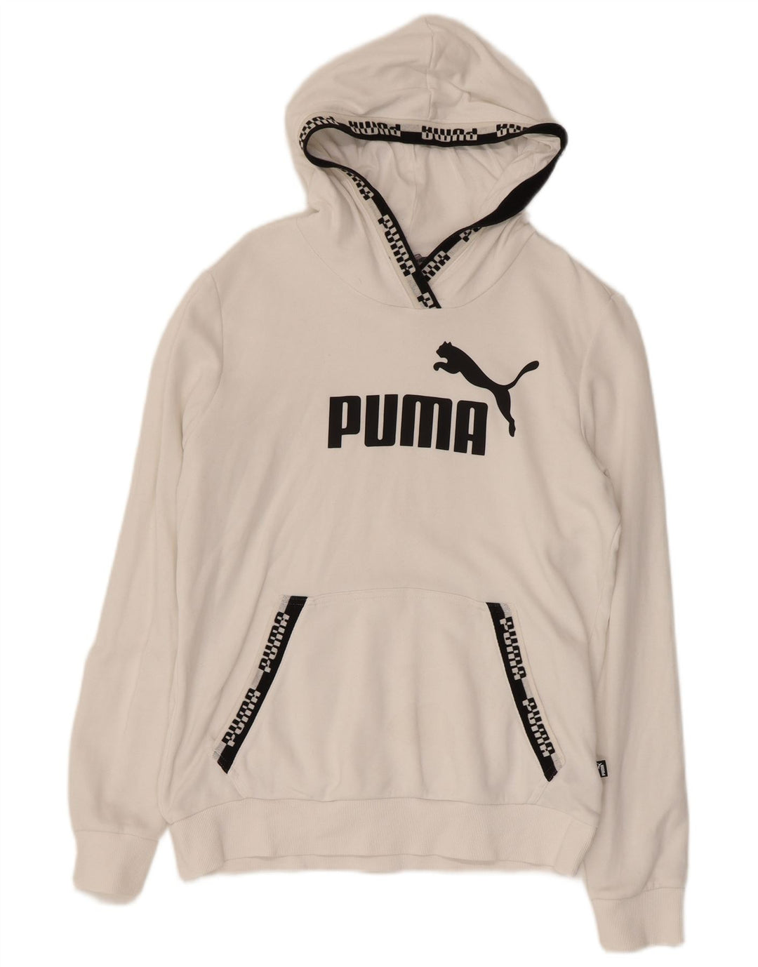 PUMA Pull à capuche graphique pour femme UK 14 Coton blanc moyen